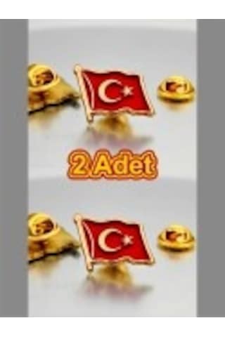 2 Adet Türk Bayrağı Gold Yaka Rozeti Altın