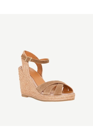 Yargıcı Çapraz Bantlı Dolgu Süet Espadril 26ykay4033x 017 Bej