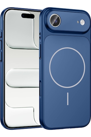 Apple Uyumlu iPhone 17 Air Kılıf Zore M-safe Şarj Özellikli Kamera Korumalı Formen Kapak Mavi