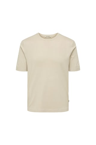 Only & Sons Erkek Yuvarlak Yaka Basic Örme T-shirt - 22022928 Bej