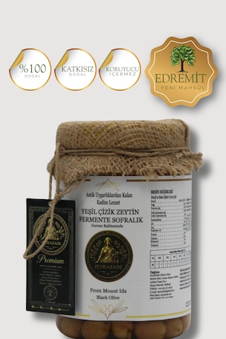 Zeyrazade Yeşil Çizik Sofralık Zeytin Fermente -1 Kg