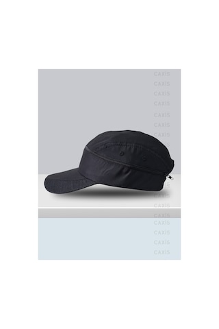 Caxis Su Geçirmez Unisex Fermuarlı Mikron Kumaş Spor Kep - Vizör Spor Şapka Siyah