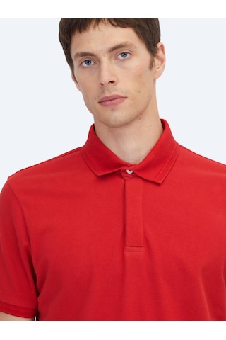 Kırmızı Düz Polo Yaka %100 Pamuk T-shirt kırmızı