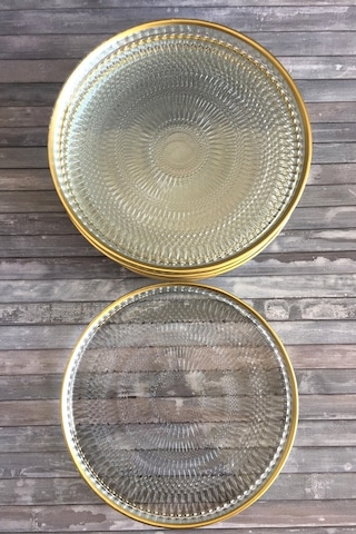 Altın Yaldızlı Kristal 6'lı Cam Çerezlik Sunum Tabağı 16cm