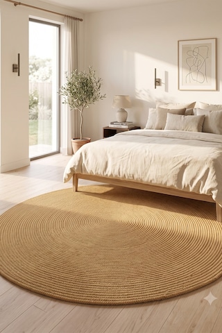 Jüt Hasır Yuvarlak Kilim Halı Yolluk Dekoratif Örgü Halı Doğal Görünümlü Bohem Kilim Salon Oturma Odası Balkon Mutfak Yatak Odası Koridor Çok Renkli
