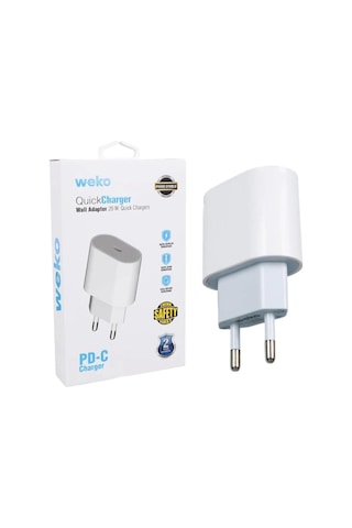 Weko Wk-26524 Beyaz Pd 20 Watt Iphone Type-c Hızlı Şarj Başlığı Çok Renkli