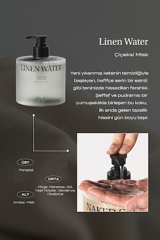 Pürüzsüzleştirici Nemlendirici Saten Bitişli Duş Jeli Kundal Moist Gleam Body Wash Linen Water Çiçeksi - Misk