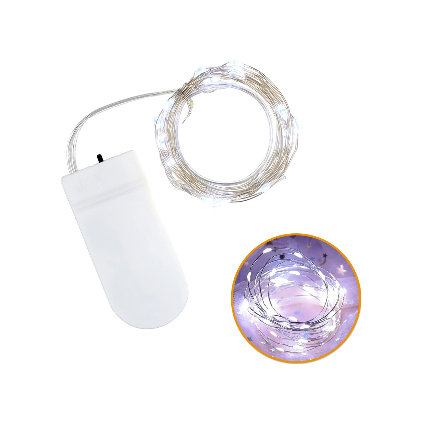 Dofolink Beyaz 1 Metre 10 Led Pili İle Çalışır Bakır Tel Işık Zinciri - Noel, Partiler, Hediyelik Kutular İçin Dekoratif Aydınlatma Beyaz