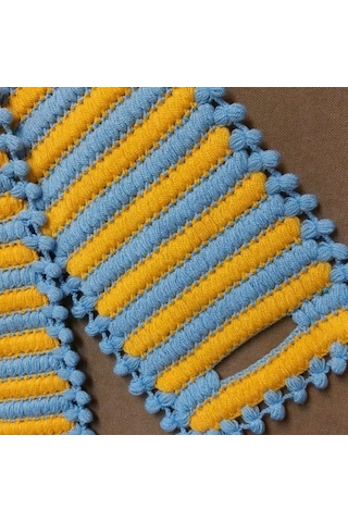 Uretti - Emine 9106 - 3061 El Örgüsü Çift Renkli 2 Li Banyo Lifleri - Sarı / Mavi