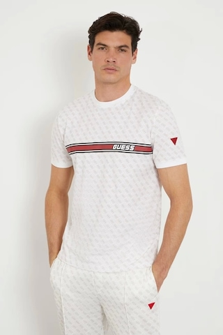 Guess Erkek Beyaz Tamamı Logolu T-shirt Xxl Beyaz