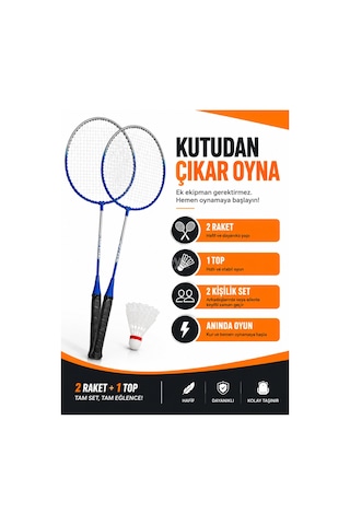 2'li Badminton Seti 2 Raket + 1 Top Başlangıç Ve Eğlence Seti Açık Hava Spor Oyunu