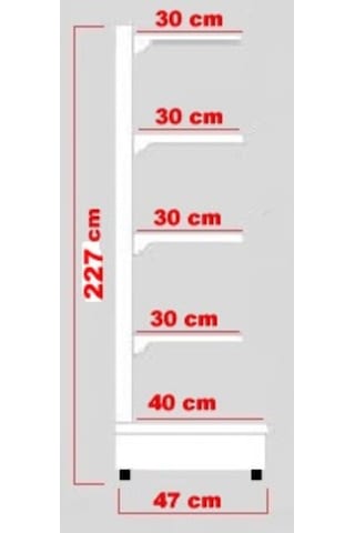Mekoraf Mekoraf Market Rafı 225X90X30 Cm 5 Katlı