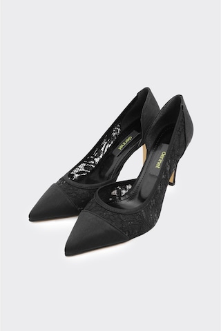 Derinet Tül Dantelli Kadın Stiletto Siyah Siyah
