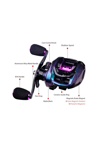 Proberos Dw139 7.2:1 Renkli Metal Baitcasting Makarası, Ultra Hafif Balıkçılık Makarası - Sol El