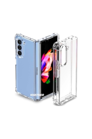 Samsung Galaxy Z Fold 5 Uyumlu Clear Şeffaf Sararmaz Renksiz Silikon Kapak Case 180 Tam Korumalı Çok Renkli