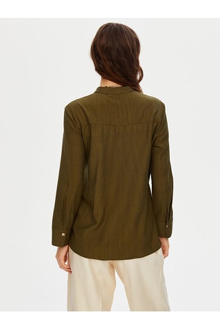 Faik Sönmez Beli Bağcıklı Kendinden Dokulu Kaçık Yaka Tunik W26tnk003 Uw26tnk00354 Haki