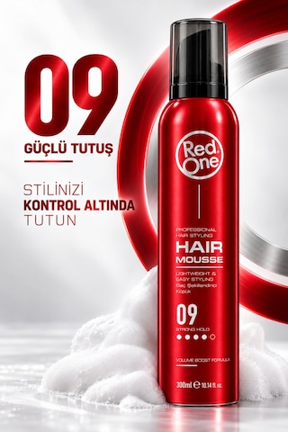 Redone Profesyonel Hair Styling Mousse Strong Hold No:9 & Kolay Şekillendirme, Güçlü Ve Esnek Tutuş 300 Ml