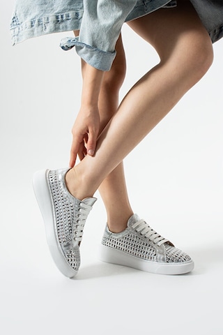 Dericia Shoes Glow Hakiki Deri Kadın Günlük Örgülü Sneaker Ayakkabı Lame