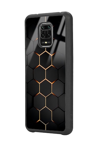 Xiaomi Redmi Note 9 Pro Yellow Carbon Tasarımlı Glossy Telefon Kılıfı Siyah