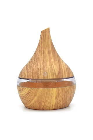 Youtek 300ml Usb Hava Nemlendirici, 7 Renkli Led Işıklı Aromaterapi Makinesi, Süper Sessiz, Ahşap Dokulu, Touch Kontrol, Ev Ofis Kullanıma Uygun Açık Kahverengi