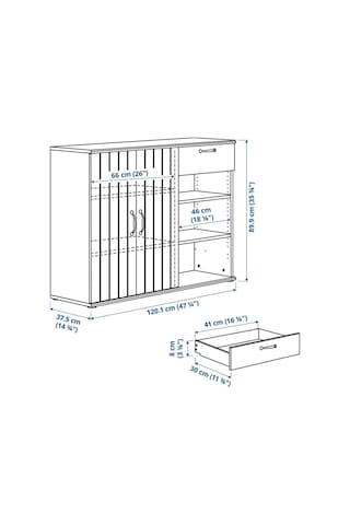 Büfe, Derinlik: 37.5 Cm Yükseklik: 90 Cm Genişlik: 120 Cm Depolama Ve Organizasyon Vitrin Mavi-siyah Mavi