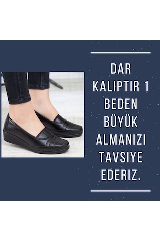 Kadın Siyah Klasik Ayakkabı Ortopedik Anne Ayakkabısı Siyah