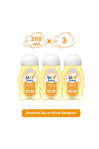 Uni Baby Sensitive Saç ve Vücut Şampuanı 200 Ml 3'lü