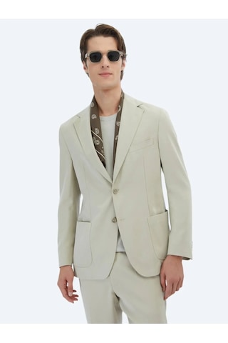 Kip Bej Düz Modern Fit Takım Elbise Bej