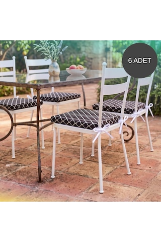 6 Adet 40x40 Cm Bağcıklı Sandalye Minderi Pamuk Polyester Kumaş Mutfak Ve Bahçe Minder Çok Renkli