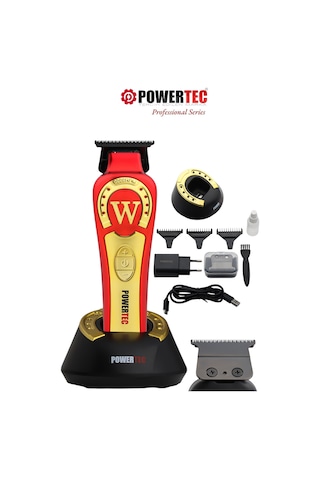 Powertec TR-2828 Tam Profesyonel 9.000rpm 8 Kademeli Sakal Ense Kesim-çizim Makinesi +yedek Dlc Bıçak Seti 3 - 4 Saat Kırmızı