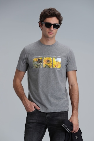 Lufian June Modern Grafik T- Shirt Gri Gri 111020192100150 111020192100150 Gri