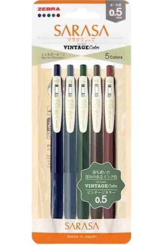Zebra Sarasa Clip Jel Mürekkepli Kalem Vintage Set 0,5mm 5'li Set-1