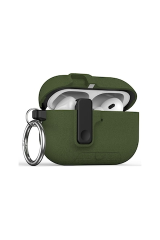Mobaxaksesuar Apple Uyumlu AirPods Pro 3. Nesil İle Kılıf Standlı Kilitli Tpu Premium Matte Trip Case Koyu Yeşil