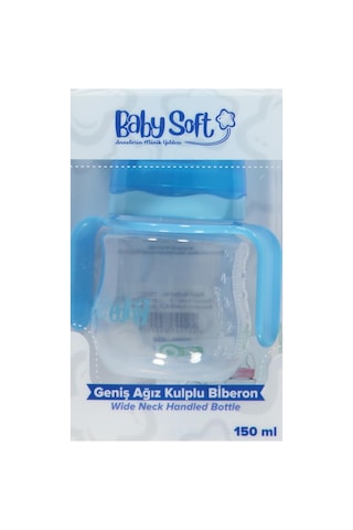 Baby Soft Geniş Ağız Kulplu Biberon 150 Ml - Mavi
