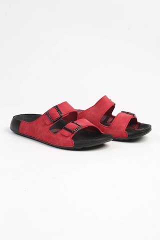 Lee Cooper Orthopedix 2013 Çift Bantlı Suya Dayanıklı Tokalı Unisex Terlik Kırmızı