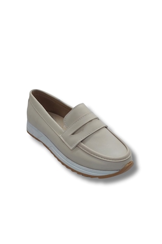 Tarzbu Kadın Rahat Comfort Taban Hafif Düz Topuklu Bağcıksız Loafer Babet Ayakkabı Tarzklkrembabet1 Krem