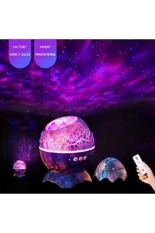 Bukrem Store-galaksi Dinozor Yumurtası Gece Lambası Bluetooth Hoparlör & Kumandalı Yıldız Projektör