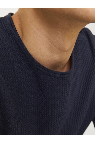 Jack & Jones Erkek Bisiklet Yaka Düz Renk Örgü Kazak - Cooper - 12258407 Mood Indigo