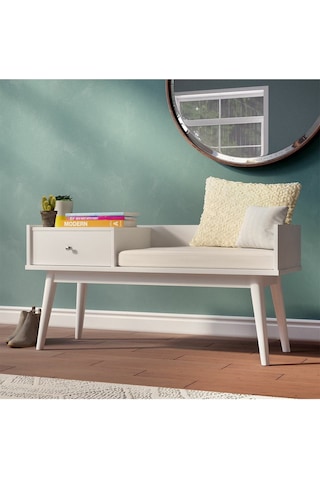 Skyler Beyaz Ahşap Benç