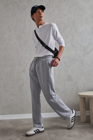 Hyman Erkek Önü Dikiş Detaylı Baggy Eşofman Altı GRİ MELANJ