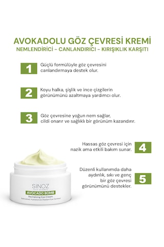 Sinoz Avokado Bomb Nemlendirici Canlandırıcı Göz Kremi 15 ML