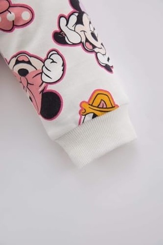 Abel & Lula Kız Bebek Kız Bebek Mickey & Minnie Bisiklet Yaka Sweatshirt Acı Kahverengi