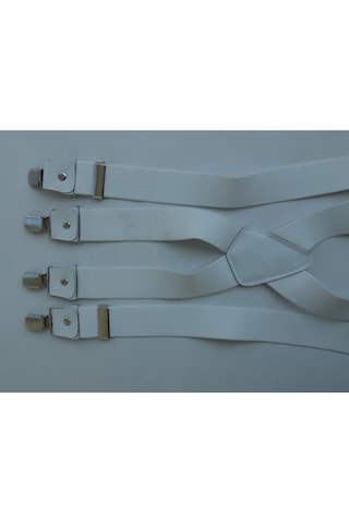 Beyaz Pantolon Askısı Dört Klipsli 3.5 Cm Genişliğinde Beyaz