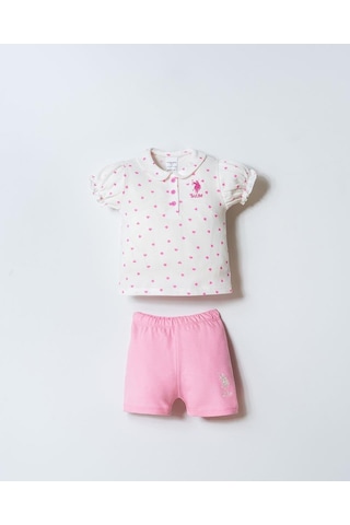 U.S. Polo Assn. U.s. Polo Assn Kız Bebek 2 Li Şort T-şhirt Takım Beyaz-2341 Beyaz