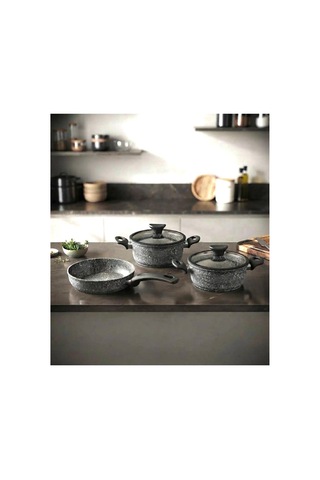 Khor Mini Set 3'lü 16 Cm Granit Gri
