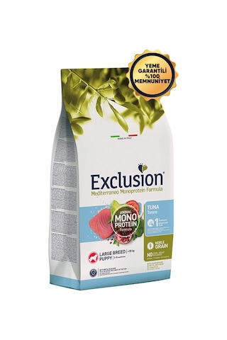 Exclusion Monoprotein Düşük Tahıllı Ton Balıklı ve Narlı Büyük Irk Yavru Köpek Maması 12 KG