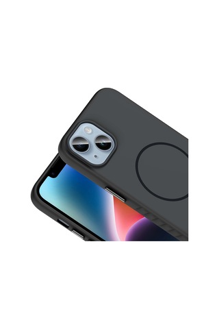 Apple Uyumlu iPhone 15 Kılıf M-safe Şarj Özellikli Zore Tea Kapak Siyah