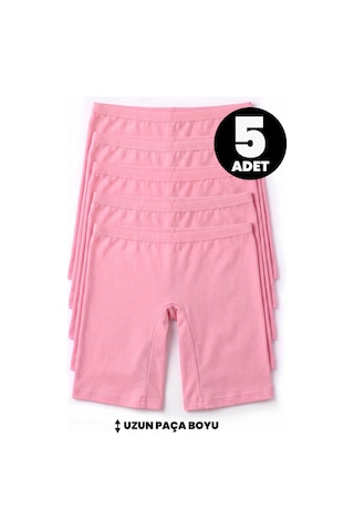 Öts Kız Çocuk 5 Li Pamuklu Boxer Pembe Uzun Premium Günlük Kullanım 8254-5