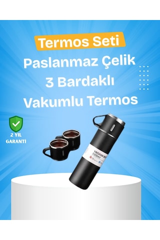 Hepsi Paslanmaz Çelik Termos Seti 500 Ml Kapasite 6-12 Saat Isı Koruma Hediye Kutulu Najmaddin Çok Renkli