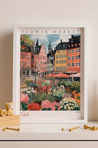 Oslo Norveç Çerçeveli Tablo Seyahat Severlere Salon Ve Ofis İçin Estetik Duvar Dekoru Travel Flower Market